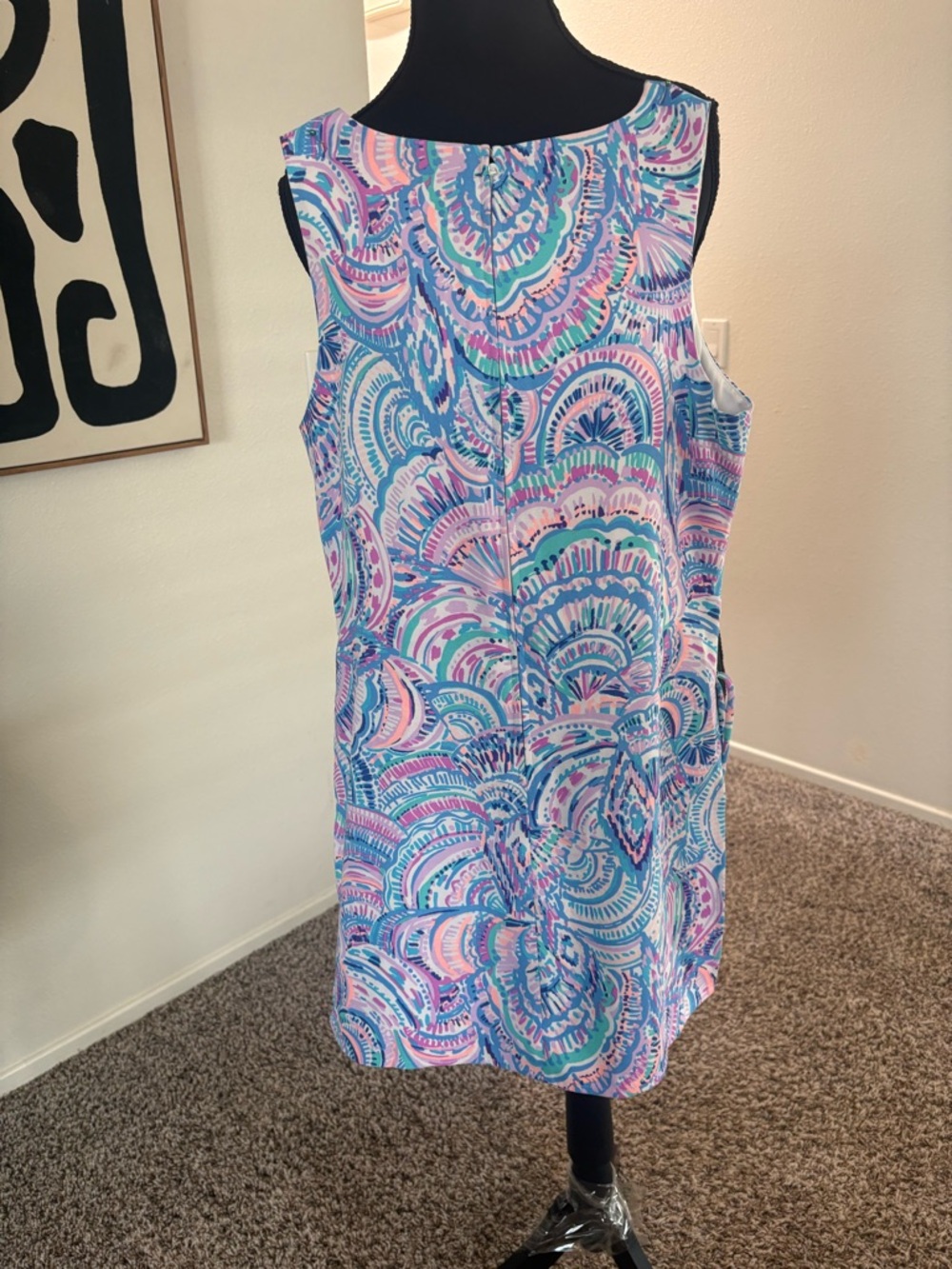 Lilly Pulitzer Sleeveless Multicolor Fan-Print Shift Dress